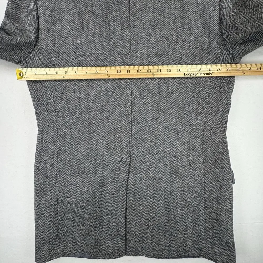 Vintage Christian Dior Sport Coat Blazer Mens 44 Gray Herringbone Wool Tweed
